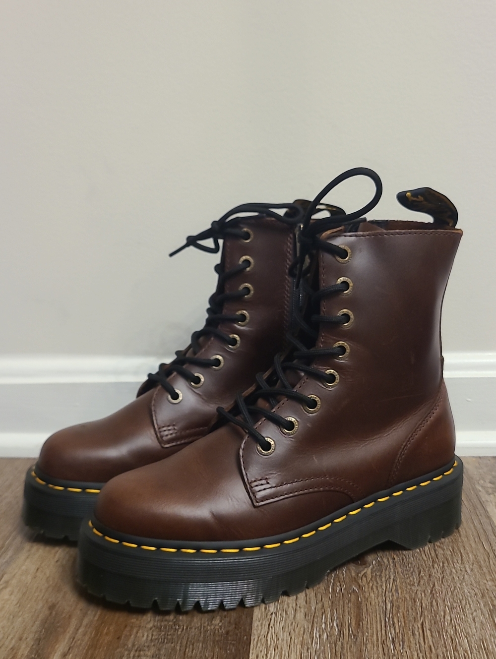 Dr Martens Jadon Dark Brown Smooth Platform Boots